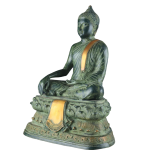 Unique Brass Blessing Buddha Statue in Green Stone Finish - 15 Inches